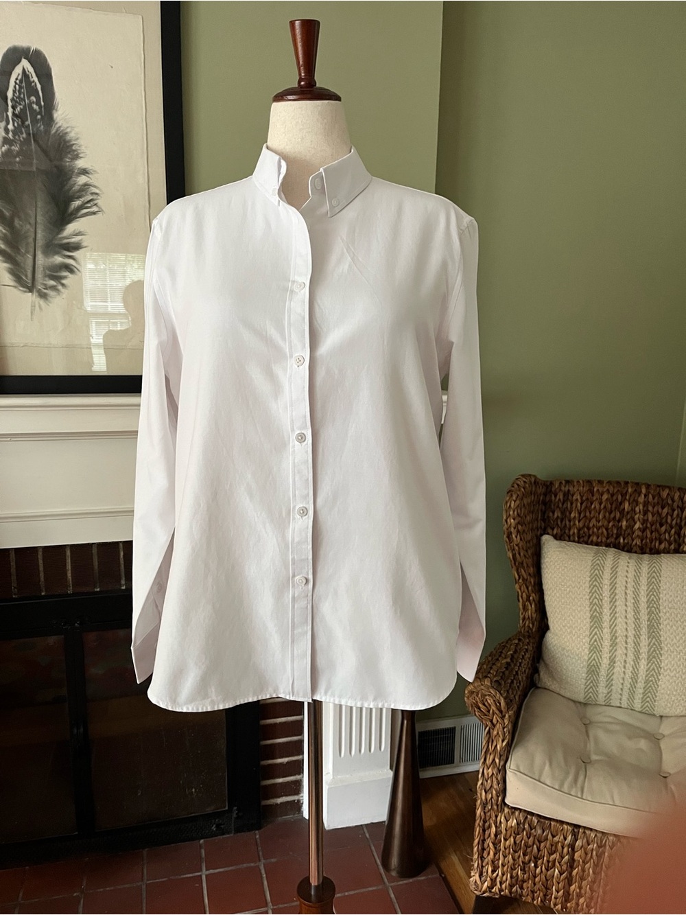 NWOT White 100% Cotton Poplin Button-Down Shirt XL